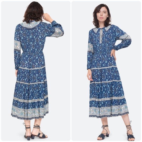 New! Sea New York Penelope Blue Paisley Floral Midi Dress 💙 XS - Picture 2 of 6